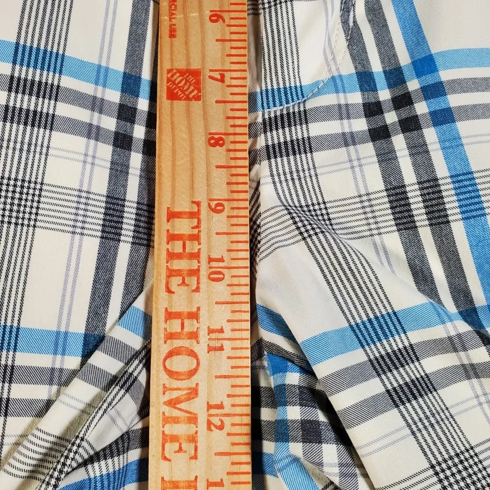 Tommy Bahama Shorts Mens 35 Blue Grey Plaid Stretch Preppy Golf 9